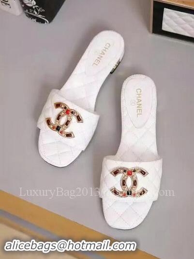 Top Sell Chanel Slipper Leather CH2092 White