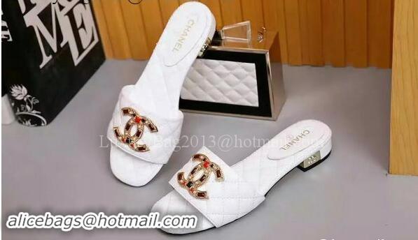 Top Sell Chanel Slipper Leather CH2092 White