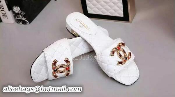 Top Sell Chanel Slipper Leather CH2092 White