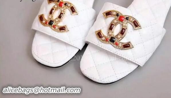 Top Sell Chanel Slipper Leather CH2092 White