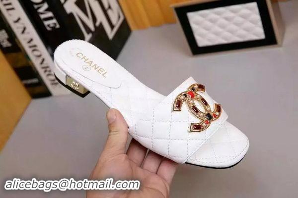 Top Sell Chanel Slipper Leather CH2092 White