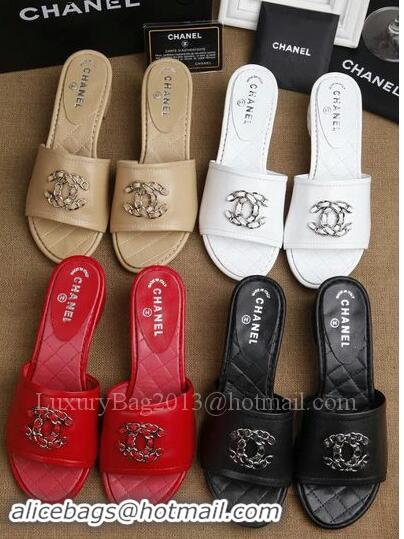 Grade Quality Chanel Slipper Leatehr CH1710 White