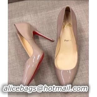 Inexpensive Christian Louboutin Heel 10cm Patent Leather Pump CL8001 Nude Pink