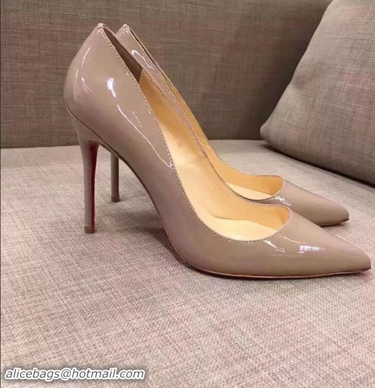 Inexpensive Christian Louboutin Heel 10cm Patent Leather Pump CL8001 Nude Pink