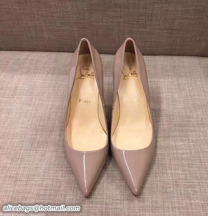 Inexpensive Christian Louboutin Heel 10cm Patent Leather Pump CL8001 Nude Pink