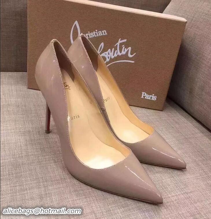 Inexpensive Christian Louboutin Heel 10cm Patent Leather Pump CL8001 Nude Pink