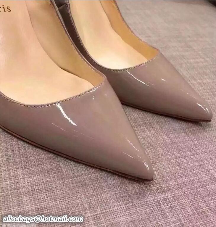 Inexpensive Christian Louboutin Heel 10cm Patent Leather Pump CL8001 Nude Pink