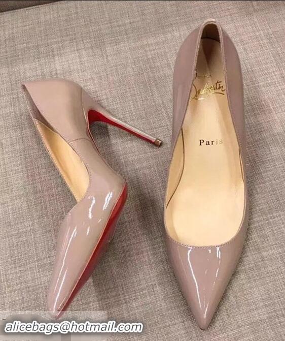 Inexpensive Christian Louboutin Heel 10cm Patent Leather Pump CL8001 Nude Pink