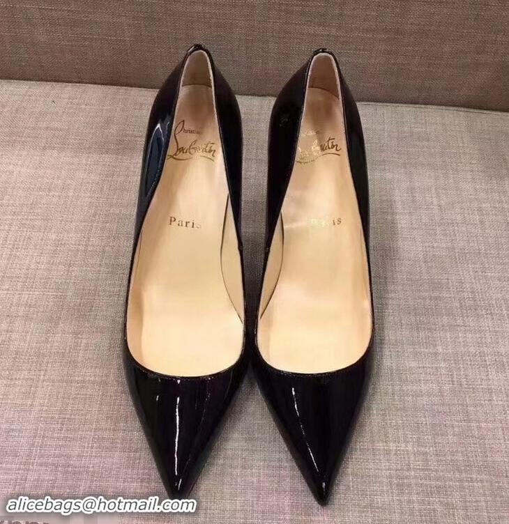 Discount Christian Louboutin Heel 10cm Patent Leather Pump CL8001 Black