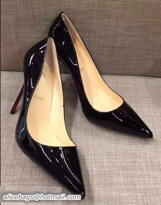 Discount Christian Louboutin Heel 10cm Patent Leather Pump CL8001 Black