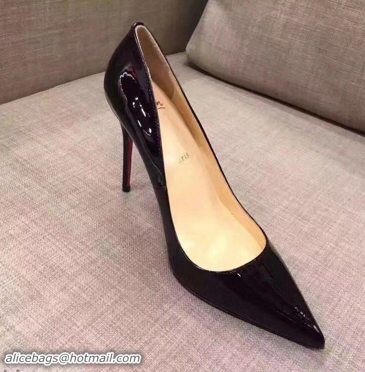 Discount Christian Louboutin Heel 10cm Patent Leather Pump CL8001 Black