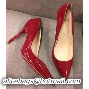 Cheap Christian Louboutin Heel 10cm Patent Leather Pump CL8001 Red