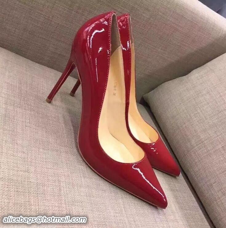 Cheap Christian Louboutin Heel 10cm Patent Leather Pump CL8001 Red