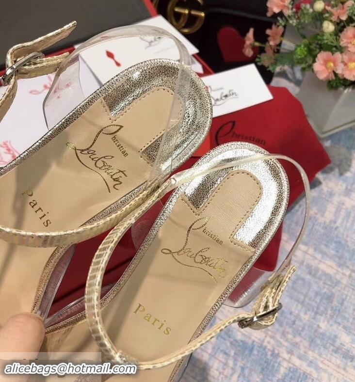 Top Quality Christian Louboutin PVC/Calfskin Sequin Trim Flat Sandals CL8211 Silver