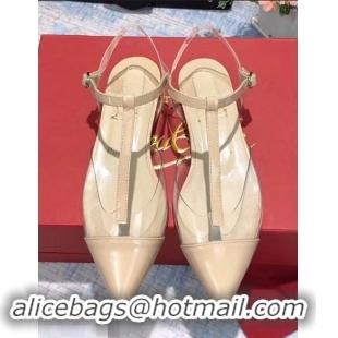 Pretty Style Christian Louboutin PVC/Patent Leather Flat Sandals CL8112 Apricot