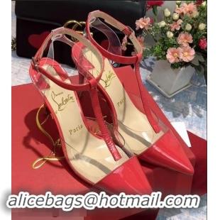 Low Cost Christian Louboutin Heel 8.5cm PVC/Patent Leather Sandals CL8116 Red