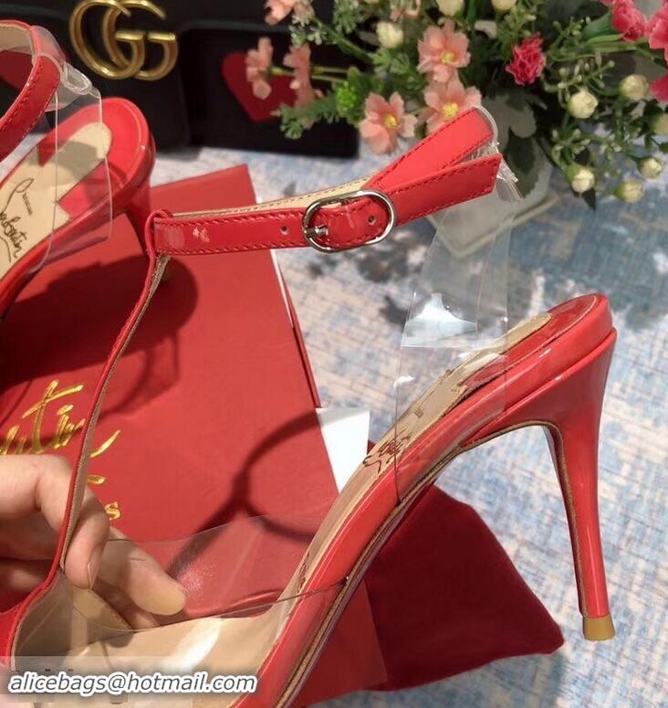 Low Cost Christian Louboutin Heel 8.5cm PVC/Patent Leather Sandals CL8116 Red