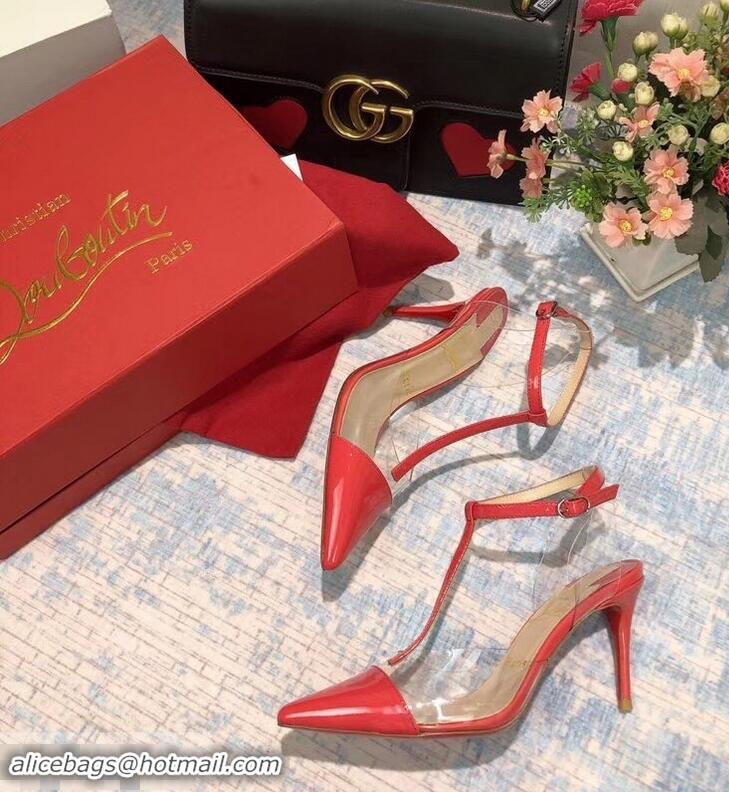 Low Cost Christian Louboutin Heel 8.5cm PVC/Patent Leather Sandals CL8116 Red