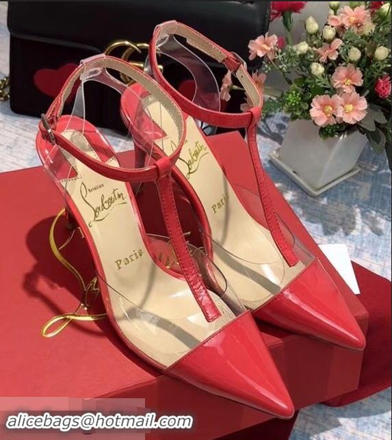 Low Cost Christian Louboutin Heel 8.5cm PVC/Patent Leather Sandals CL8116 Red