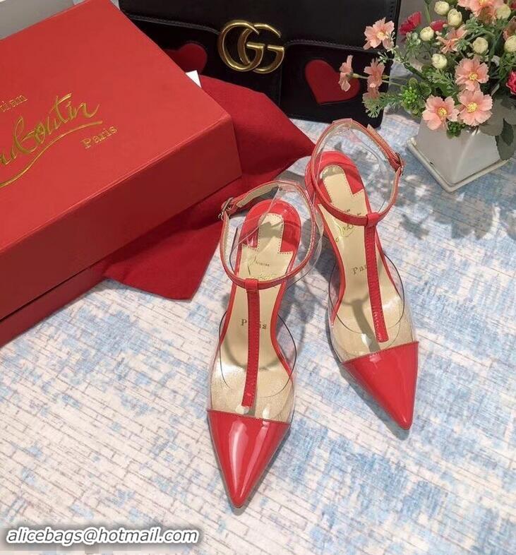 Low Cost Christian Louboutin Heel 8.5cm PVC/Patent Leather Sandals CL8116 Red