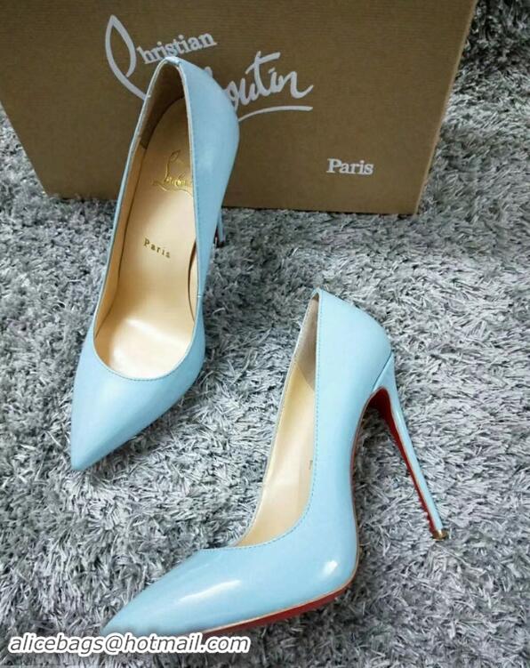 Super Christian Louboutin So Kate Patent Leather Red Sole 10CM Heel Pumps CL8222 Light Blue