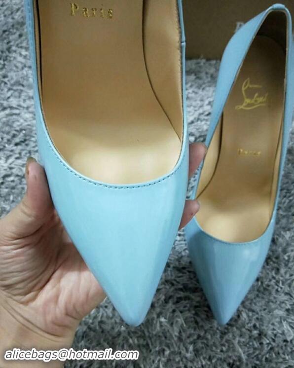 Super Christian Louboutin So Kate Patent Leather Red Sole 10CM Heel Pumps CL8222 Light Blue