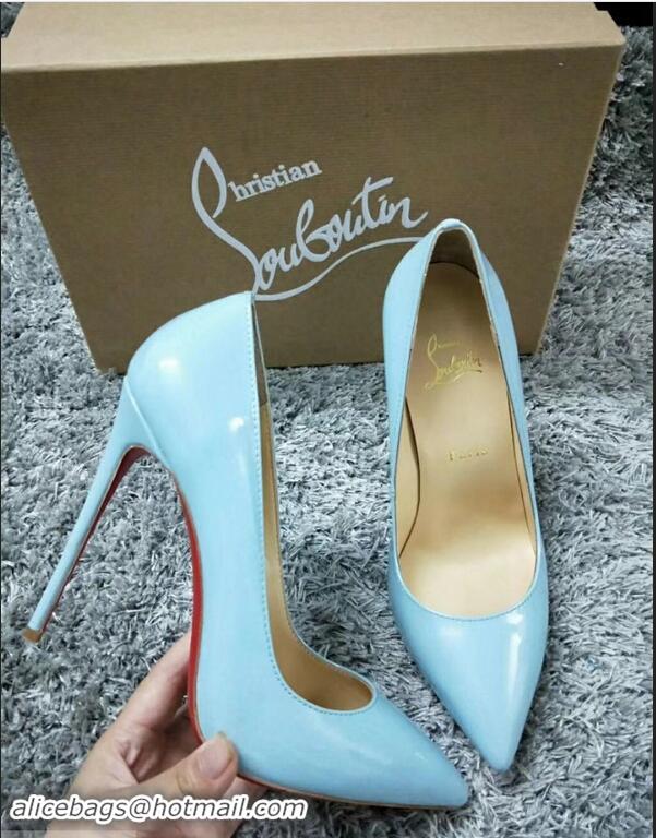 Super Christian Louboutin So Kate Patent Leather Red Sole 10CM Heel Pumps CL8222 Light Blue