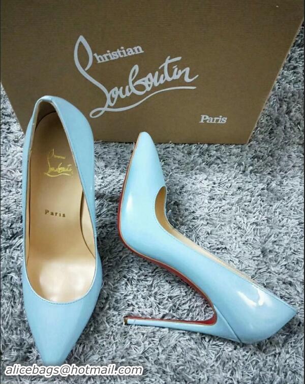 Super Christian Louboutin So Kate Patent Leather Red Sole 10CM Heel Pumps CL8222 Light Blue