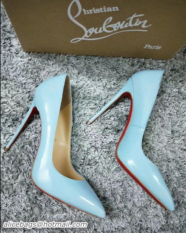 Super Christian Louboutin So Kate Patent Leather Red Sole 10CM Heel Pumps CL8222 Light Blue