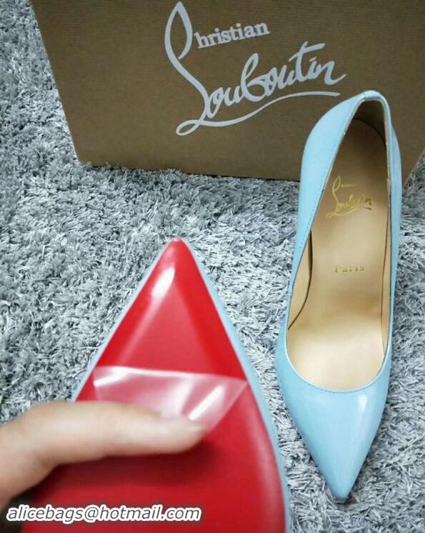 Super Christian Louboutin So Kate Patent Leather Red Sole 10CM Heel Pumps CL8222 Light Blue