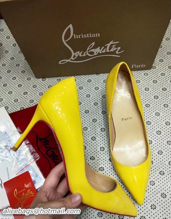 Youthful Christian Louboutin So Kate Patent Leather Red Sole 10CM Heel Pumps CL8222 Yellow