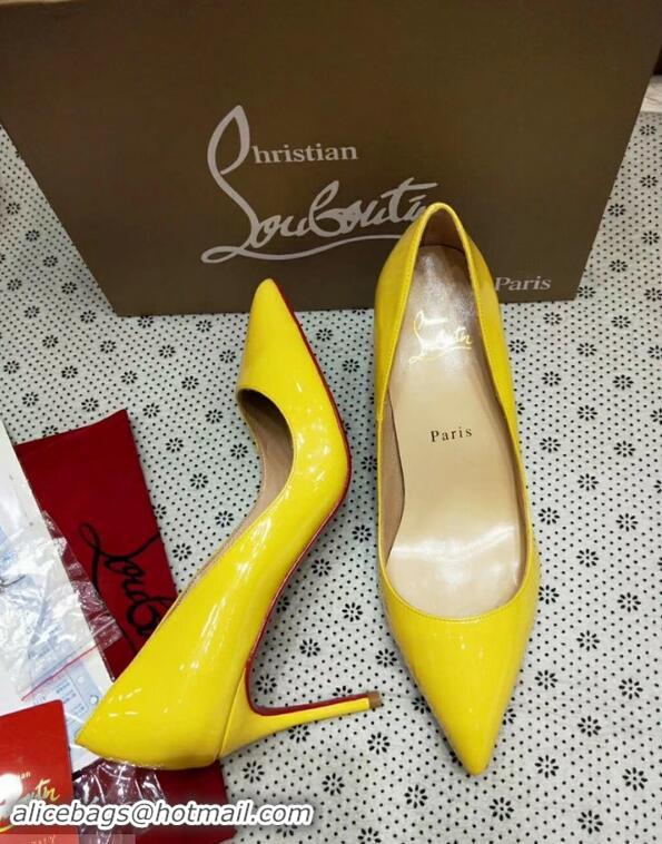 Youthful Christian Louboutin So Kate Patent Leather Red Sole 10CM Heel Pumps CL8222 Yellow