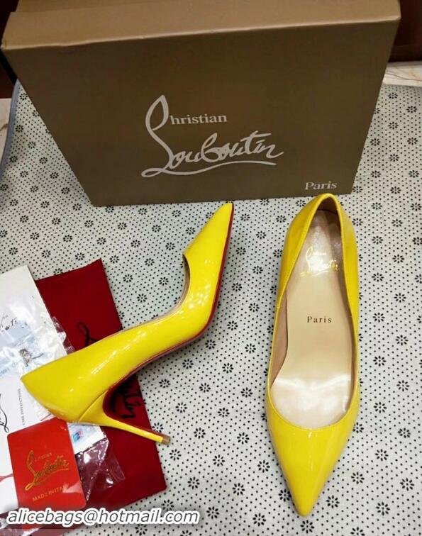 Youthful Christian Louboutin So Kate Patent Leather Red Sole 10CM Heel Pumps CL8222 Yellow