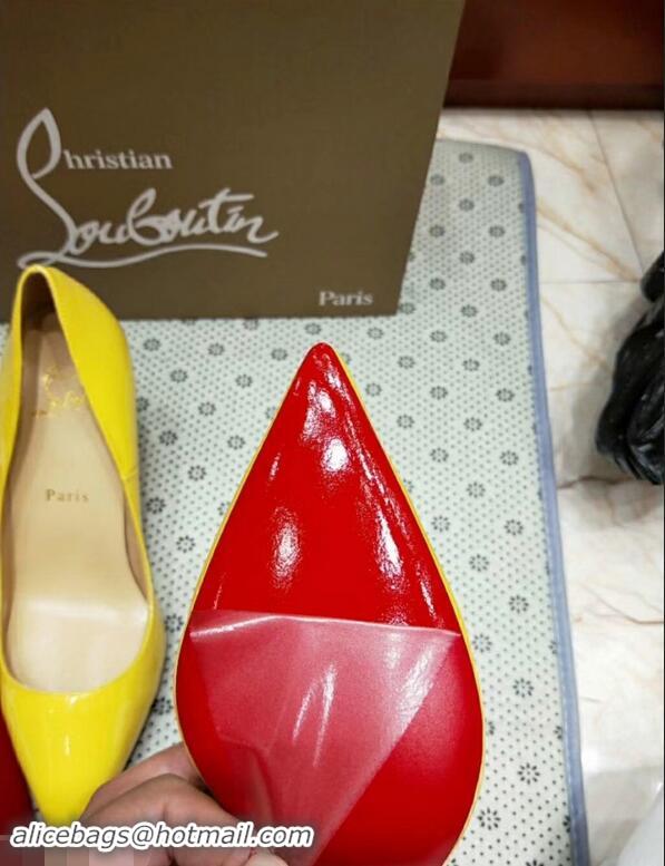 Youthful Christian Louboutin So Kate Patent Leather Red Sole 10CM Heel Pumps CL8222 Yellow