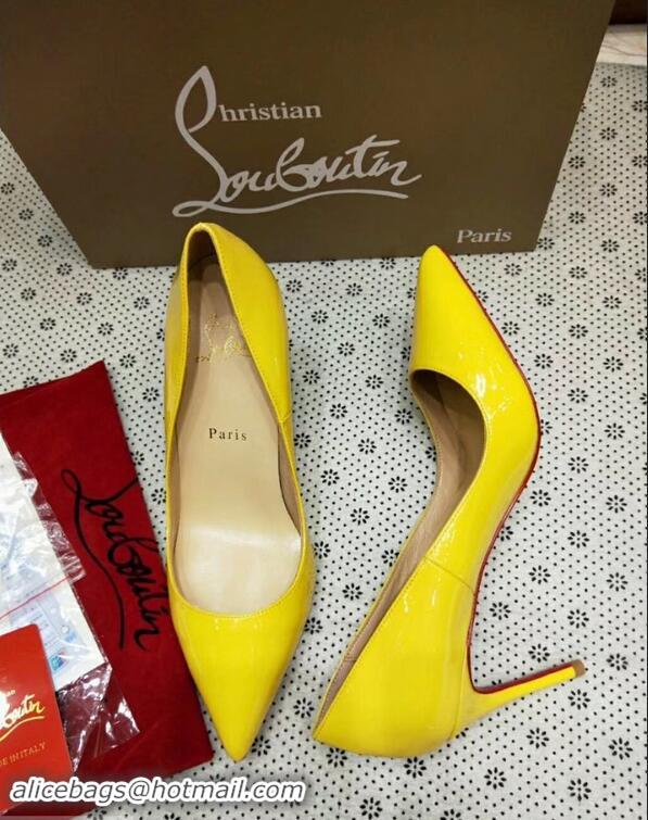 Youthful Christian Louboutin So Kate Patent Leather Red Sole 10CM Heel Pumps CL8222 Yellow