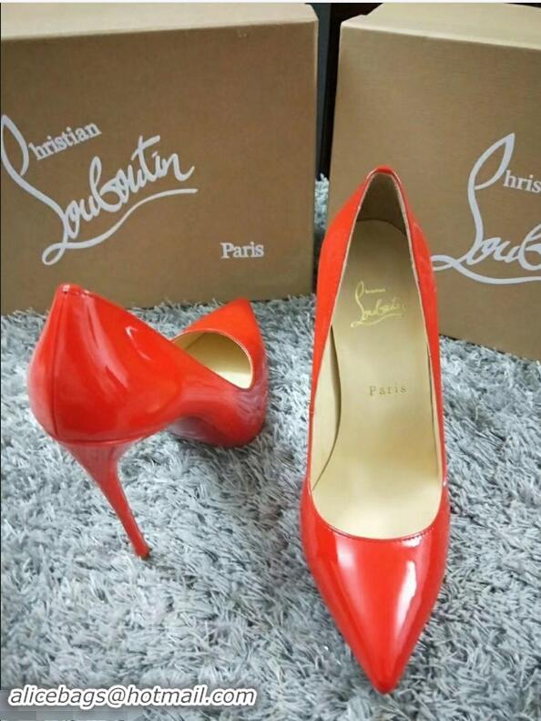 Imitation Christian Louboutin So Kate Patent Leather Red Sole 10CM Heel Pumps CL8222 RED