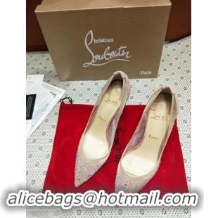 Pretty Style Christian Louboutin Follies Strass Rete Nude Mesh Stiletto Pumps CL2011 Beige