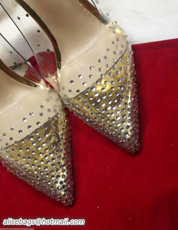 Top Grade Christian Louboutin Degrastrass Pvc Clear Plastic Pigalle Stiletto Heel Pumps CL2012 Gold