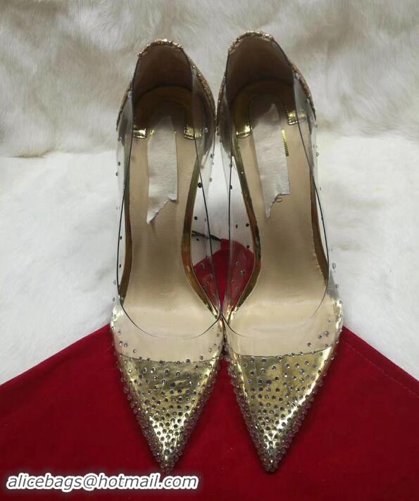 Top Grade Christian Louboutin Degrastrass Pvc Clear Plastic Pigalle Stiletto Heel Pumps CL2012 Gold