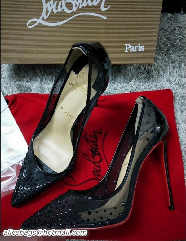 Grade CHRISTIAN LOUBOUTIN FOLLIES STRASS RETE MESH STILETTO PUMPS CL8945 Black