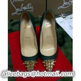 Good Looking Christian Louboutin Geo Suede Pointed Gold Pumps CL8946 Black