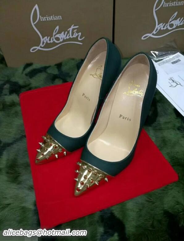 Good Looking Christian Louboutin Geo Suede Pointed Gold Pumps CL8946 Black