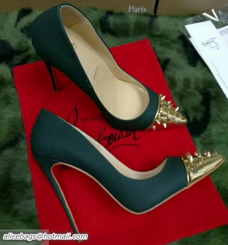 Good Looking Christian Louboutin Geo Suede Pointed Gold Pumps CL8946 Black