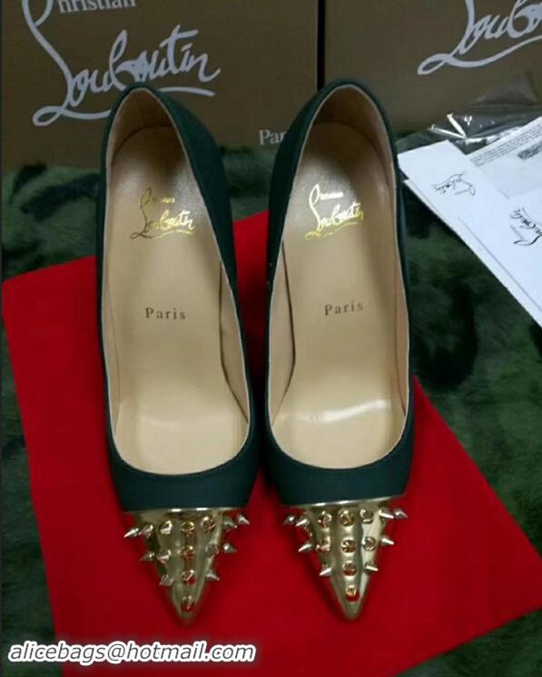 Good Looking Christian Louboutin Geo Suede Pointed Gold Pumps CL8946 Black