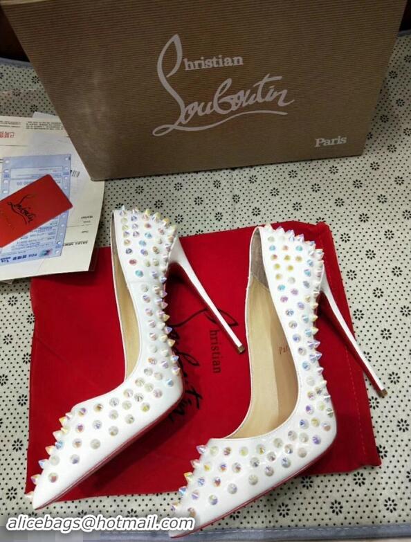 Unique Style Christian Louboutin Glitter Multi Pigalle Spikes Pumps CL5624 White