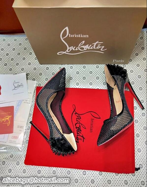 Best Product Christian Louboutin Guni Fishnet Spiked Red Sole Pumps CL9562 Black