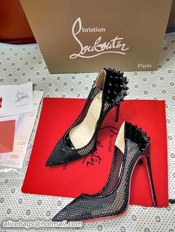 Best Product Christian Louboutin Guni Fishnet Spiked Red Sole Pumps CL9562 Black