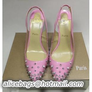 Good Taste Christian Louboutin Drama Studded leather Slingback Pumps CL6545 Pink