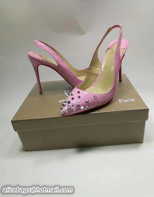 Good Taste Christian Louboutin Drama Studded leather Slingback Pumps CL6545 Pink