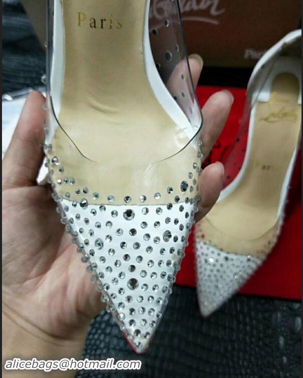 Luxury Cheapest Christian Louboutin Degrastrass crystal PVC pumps CL4532